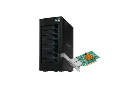 The HighPoint RS6418AS is a robust hardware RAID storage enclosure supporting up to eight 2.5" or 3.5" SAS/SATA drives. With RAID levels 0, 1, 5, 6, 10, 50, and JBOD options, it offers flexibility for performance or redundancy across Windows, Linux, and macOS environments. Ideal for small to medium-sized businesses, it includes PCIe 2.0 x8 connectivity and intuitive RAID management via WebGUI, CLI, BIOS, and UEFI.
