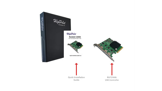 Contrôleur hôte HighPoint RU1244A PCIe 3.0 x8 USB 3.2 10G 4 ports