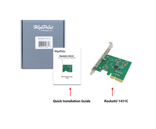 Contrôleur hôte HighPoint RU1411C USB-C 3.2 20 Gbit/s PCIe 3.0 x16