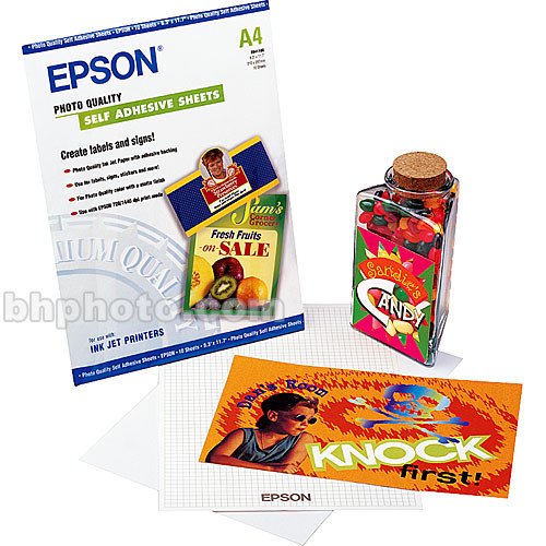 Feuilles autocollantes EPSON qualité photo A4, 167 g/m², 10 pièces