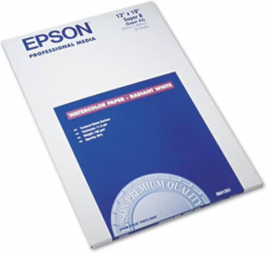 Papier aquarelle Epson Super B, 190 g, jet d'encre (S041351)