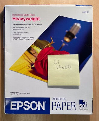 Papier photo glacé sans bordure EPSON S041465 8 x 10, 20 feuilles