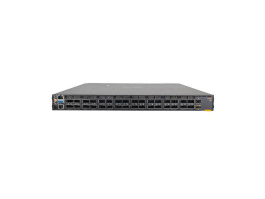 HPE Aruba Networking 9300S is a high-performance 1U switch bundle featuring 32 QSFP28 100G and 8 QSFP-DD 400G ports, designed for scalable enterprise and data center needs. It includes dual 220V AC power supplies, six fans, and front-to-back airflow, supporting SNMP and advanced routing protocols. Ideal for bandwidth-intensive environments requiring performance and reliability.
