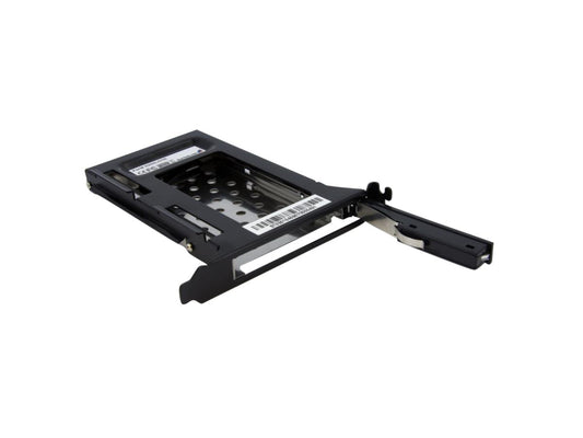 The StarTech S25SLOTR is a 2.5-inch SATA removable hard drive bay designed for full-profile PC expansion slots. Built with durable aluminum and steel, this TAA-compliant bay supports tool-less, trayless operation, enabling quick swap of 2.5" SATA HDDs and SSDs. It's a practical storage upgrade solution backed by a 2-year warranty.