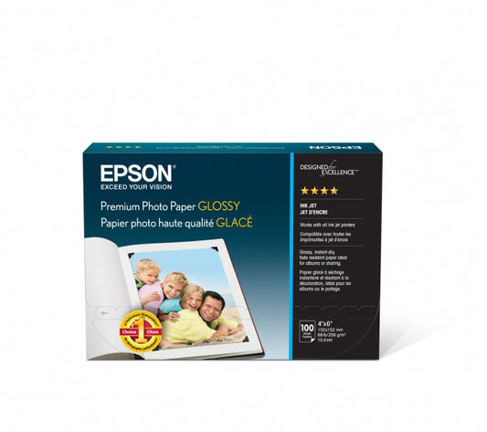 Papier photo brillant EPSON 4x6, 100 feuilles (S400034)