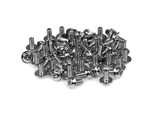This pack of 50 STARTECH M3 x 1/4in screws is ideal for mounting motherboards or attaching drives such as floppy, CD-ROM, or DVD-ROM to PC chassis. Made from durable steel and TAA compliant, these screws are a reliable solution for builders, repair technicians, and system integrators.