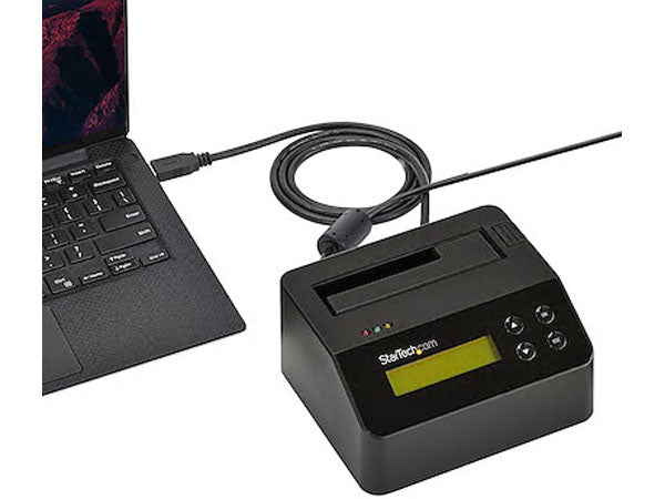 Securely erase SATA hard drives or access them with ease using the StarTech USB 3.0 Standalone Drive Eraser & Dock. Designed for professionals who need reliable drive wiping or quick access to 2.5/3.5-inch SATA drives, this dual-purpose device supports standalone operations without a host system. Built with a sturdy black enclosure and compliant with TAA and RoHS standards, it ensures operational trust and global compatibility.