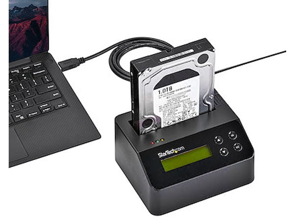 Securely erase SATA hard drives or access them with ease using the StarTech USB 3.0 Standalone Drive Eraser & Dock. Designed for professionals who need reliable drive wiping or quick access to 2.5/3.5-inch SATA drives, this dual-purpose device supports standalone operations without a host system. Built with a sturdy black enclosure and compliant with TAA and RoHS standards, it ensures operational trust and global compatibility.