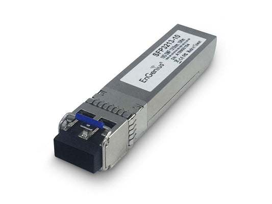 EnGenius SFP3213-10 SFP+ Transceivers are hot-swappable, high-performance optical modules designed for 10Gbps Ethernet networks. Supporting single-mode duplex fiber connections up to 10 kilometers, they are ideal for high-bandwidth, long-distance networking in enterprise and campus environments. With TAA compliance and Made in Taiwan quality assurance, they offer reliable, standards-based network expansion solutions.