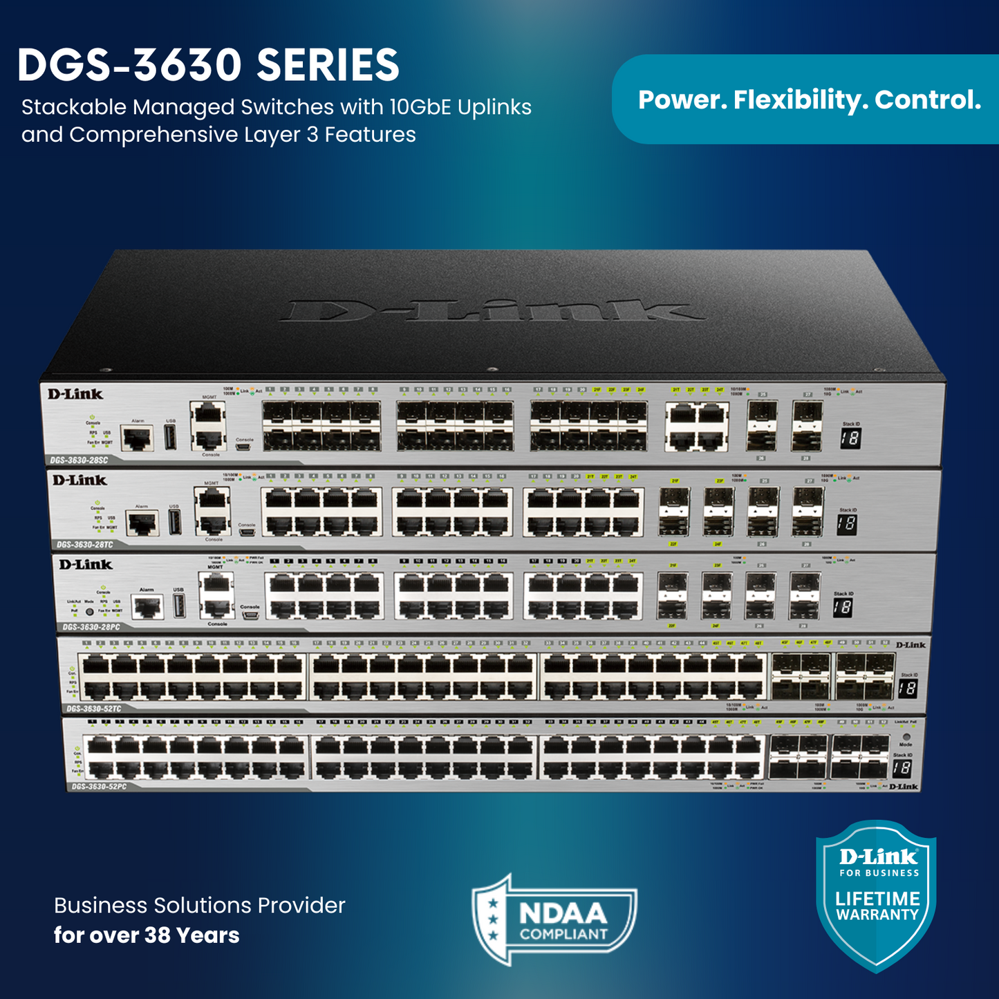 Commutateur géré L3 D-Link DGS-3630-28TC, combo SFP+ 28 ports 1G/10G