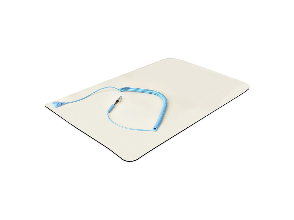 The StarTech Anti-Static ESD Mat for Desk/Table is designed to prevent electrostatic discharge damage during electronics assembly or repair. Measuring 11x18 inches, it complies with ANSI/ESD S4.1 standards and provides a reliable grounded surface for sensitive electronic environments. Ideal for labs, server rooms, and workstations, this beige PVC mat ensures a long-lasting electrostatic protective area.