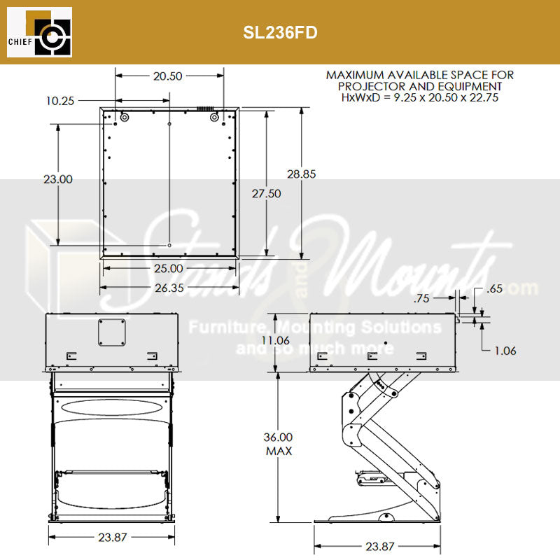 Accessoire pour rack CHIEF SL236, conforme TAA (SMA601)