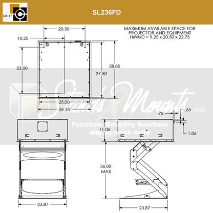 Accessoire pour rack CHIEF SL236, conforme TAA (SMA601)