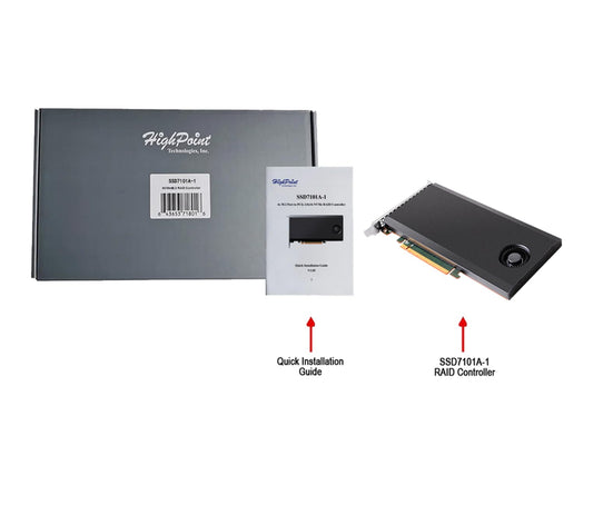 HighPoint SSD7101A-1 PCIe 3.0 x16 4x M.2 NVMe RAID Controller