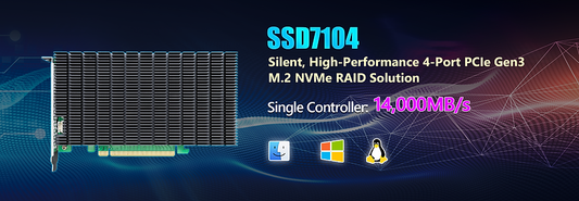 HighPoint SSD7104 PCIe 3.0 x16 4x M.2 NVMe RAID Controller