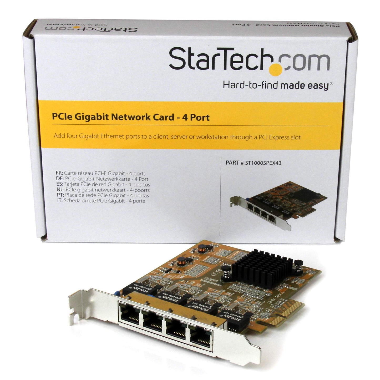 Carte adaptateur réseau Gigabit PCIe 4 ports StarTech ST1000SPEX43