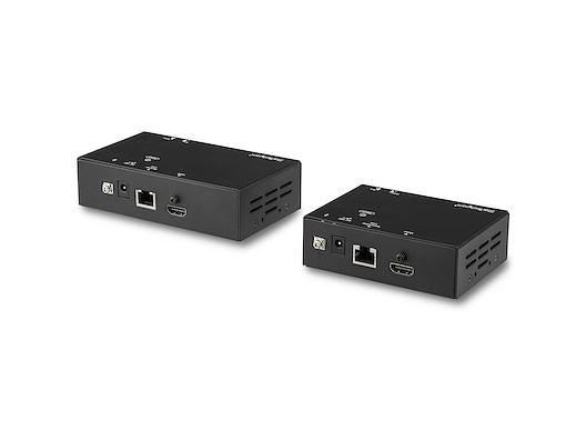 Extend HDMI signals over long distances with the StarTech HDMI over CAT6 Extender. It supports 4K resolution at 60Hz up to 230ft and 1080p at 60Hz up to 328ft, delivering reliable AV connectivity for commercial or digital signage applications. With TAA compliance and power/video over a single CAT5e/CAT6 cable, this device simplifies setups in professional environments.