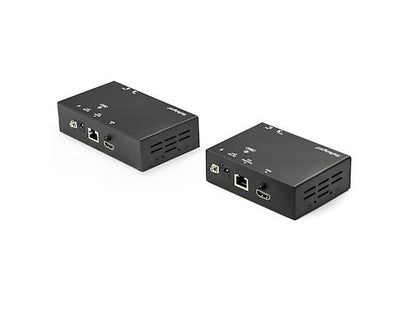 Extend HDMI signals over long distances with the StarTech HDMI over CAT6 Extender. It supports 4K resolution at 60Hz up to 230ft and 1080p at 60Hz up to 328ft, delivering reliable AV connectivity for commercial or digital signage applications. With TAA compliance and power/video over a single CAT5e/CAT6 cable, this device simplifies setups in professional environments.