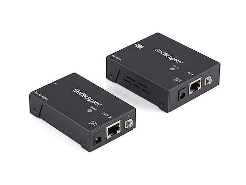Extend 4K HDMI signals up to 330 feet using standard CAT5e or CAT6 cables with the STARTECH ST121HDBTPW. This power-over-cable unit simplifies installation by requiring only a single power adapter at either the transmitter or receiver end. Ideal for digital signage, conference rooms, or long-distance A/V deployments.