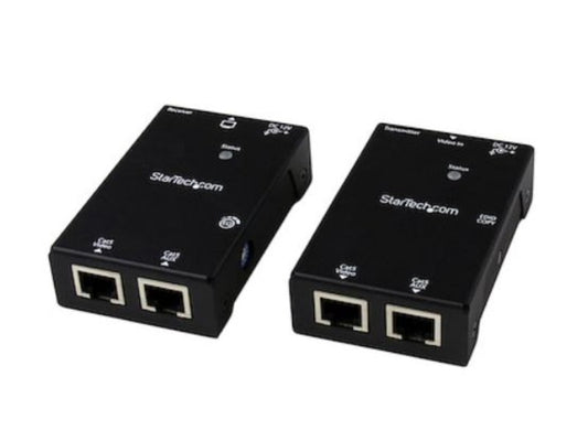 Extend HDMI signals up to 165 ft over standard Cat5e/6 cabling with this robust StarTech HDMI extender. Designed with Power over Cable (PoC) support, it eliminates the need for separate power adapters at the receiver end, streamlining installations. With full HD 1920x1080p resolution support and a solid aluminum construction, it's ideal for professional AV environments.