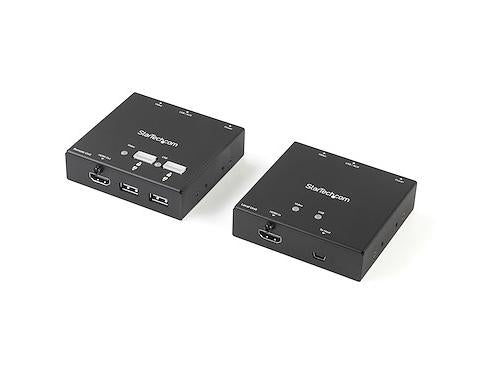 Extend high-definition HDMI video and up to four USB peripherals over a single CAT5/CAT6 cable up to 165 feet. This StarTech extender supports 1080p at 60Hz, maintains TAA compliance, and is ideal for digital signage, remote workstations, or classroom AV setups. Compact and reliable, it integrates seamlessly into professional cabling infrastructures.