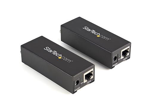 Extend VGA video signals over long distances using standard Cat 5 UTP cabling with the StarTech VGA to Cat 5 Monitor Extender Kit. Ideal for classrooms, offices, or digital signage, this wired video extender supports reliable transmission up to 80 meters. Its compact footprint and TAA compliance make it suitable for both commercial and government installations.