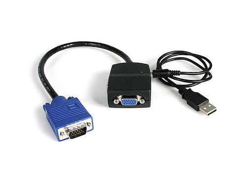 The StarTech 2-Port VGA Video Splitter (ST122LE) is a compact, USB-powered solution for duplicating a VGA signal to two displays simultaneously. Designed for convenience and portability, this external splitter supports resolutions up to 2048x1536, making it ideal for presentations, retail displays, and professional environments.