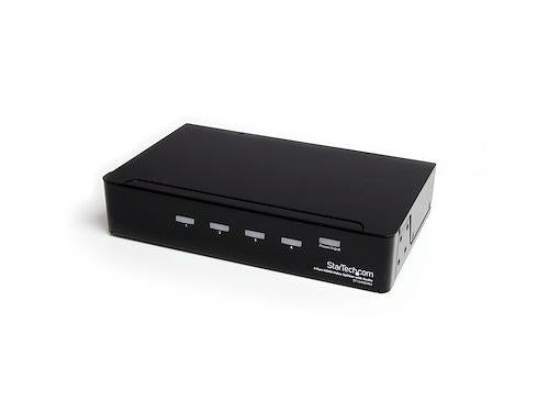 Distribute video and audio from a single HDMI source to four displays simultaneously with the StarTech 4-Port High-Speed HDMI Video Splitter. This external splitter supports resolutions up to Full HD 1080p and is designed for long-distance setups with HDMI cable runs of up to 49 ft (15 m). TAA compliant and backed by a 2-year warranty, it’s ideal for digital signage, presentation systems, and commercial AV deployments.