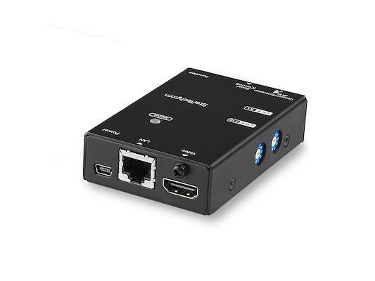 The HDMI over IP Extender Receiver from StarTech enables scalable expansion of HDMI distribution across a local area network. Designed for compatibility with the ST12MHDLNHK transmitter, this unit supports the convenient addition of multiple receivers to extend video signal delivery to remote displays with ease. Ideal for large installations where efficient video broadcasting is essential.