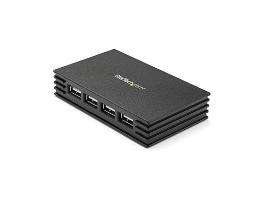 Turn a single USB 2.0 port into four external USB 2.0 ports with the StarTech 4-Port USB 2.0 Hub. Ideal for expanding connectivity on desktop workstations, this high-speed hub supports up to 480 Mbps data transfer rates and includes an external power adapter for improved performance and device compatibility.