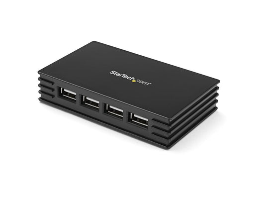 The StarTech ST7202USB is a compact 7-port USB 2.0 hub designed for efficient peripheral expansion. With data transfer rates up to 480 Mbps and backward compatibility with USB 1.1/1.0, it supports a wide range of devices. Its TAA compliance and wide operating temperature range make it ideal for government and industrial environments.