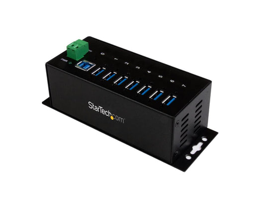 Add seven SuperSpeed USB 3.0 ports with the rugged StarTech ST7300USBME industrial USB hub. Designed for demanding environments, it features 15kV ESD protection, wide temperature tolerance, and mounting flexibility via DIN rail or wall-mount options. Offers 5 Gbps data transfer rates across 7 USB Type-A ports for high-throughput deployments.