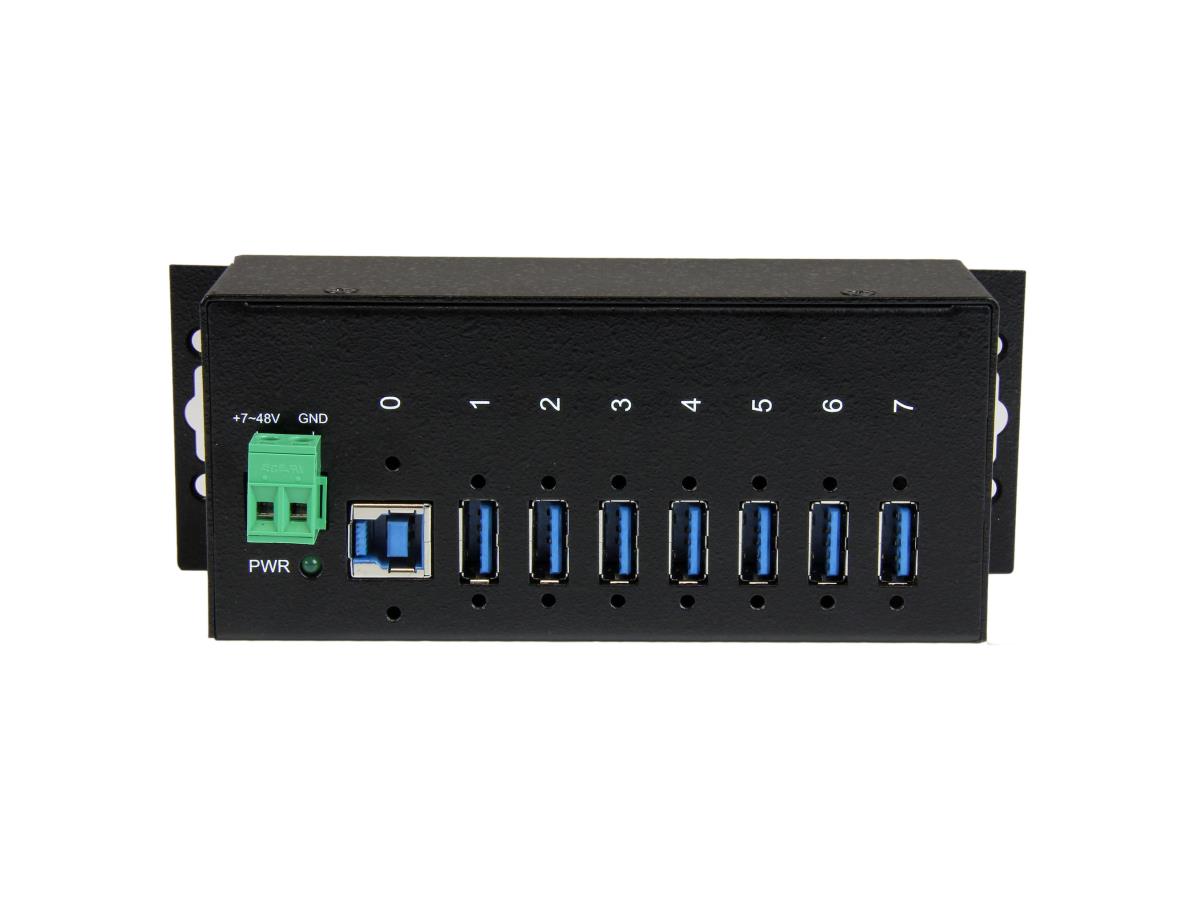 Add seven SuperSpeed USB 3.0 ports with the rugged StarTech ST7300USBME industrial USB hub. Designed for demanding environments, it features 15kV ESD protection, wide temperature tolerance, and mounting flexibility via DIN rail or wall-mount options. Offers 5 Gbps data transfer rates across 7 USB Type-A ports for high-throughput deployments.