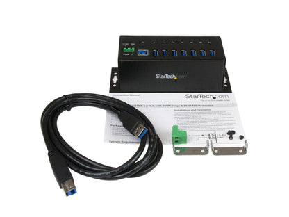 Add seven SuperSpeed USB 3.0 ports with the rugged StarTech ST7300USBME industrial USB hub. Designed for demanding environments, it features 15kV ESD protection, wide temperature tolerance, and mounting flexibility via DIN rail or wall-mount options. Offers 5 Gbps data transfer rates across 7 USB Type-A ports for high-throughput deployments.