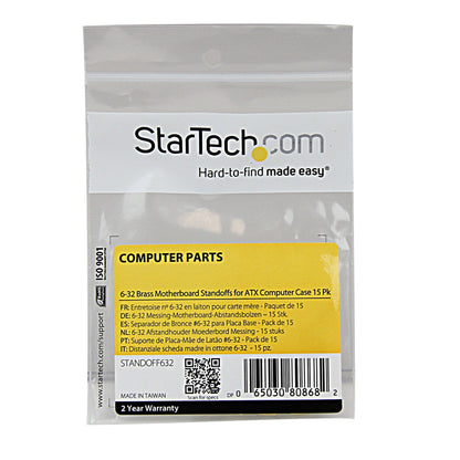 Entretoises en laiton StarTech 6-32 pour carte mère - Lot de 15