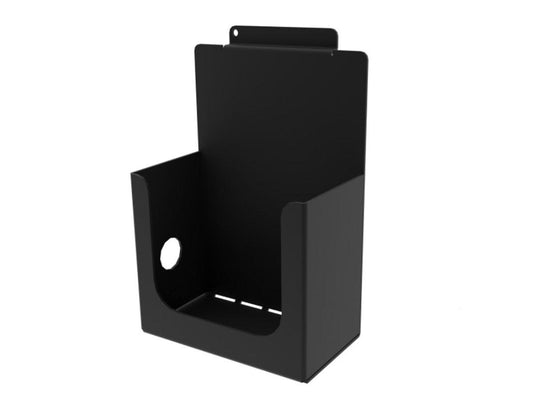 The ViewSonic Printer Holder for STND-042, in a sleek black finish, is designed to securely mount printers to compatible ViewSonic display carts. TAA-compliant and made in the United States, this holder provides a reliable and professional solution for organizing peripheral equipment. Ideal for business, education, and healthcare environments that demand durable and standardized accessories.
