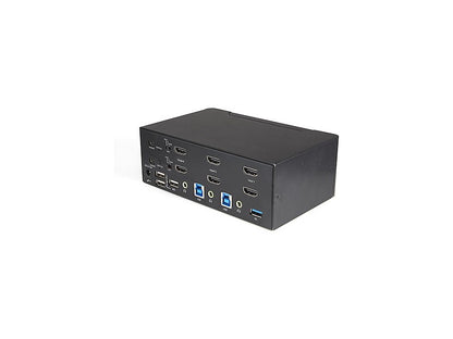 The StarTech SV231DHU34K6 is a 2-port dual monitor HDMI KVM switch designed for high-performance multi-system setups, supporting up to 4K UHD at 60Hz. With a USB 3.0 hub offering 5Gbps transfer rates, it enables seamless peripheral and display switching via hotkey or push button. TAA compliant and built with a compact black enclosure, it’s ideal for government and enterprise environments requiring fast, reliable AV and USB control.