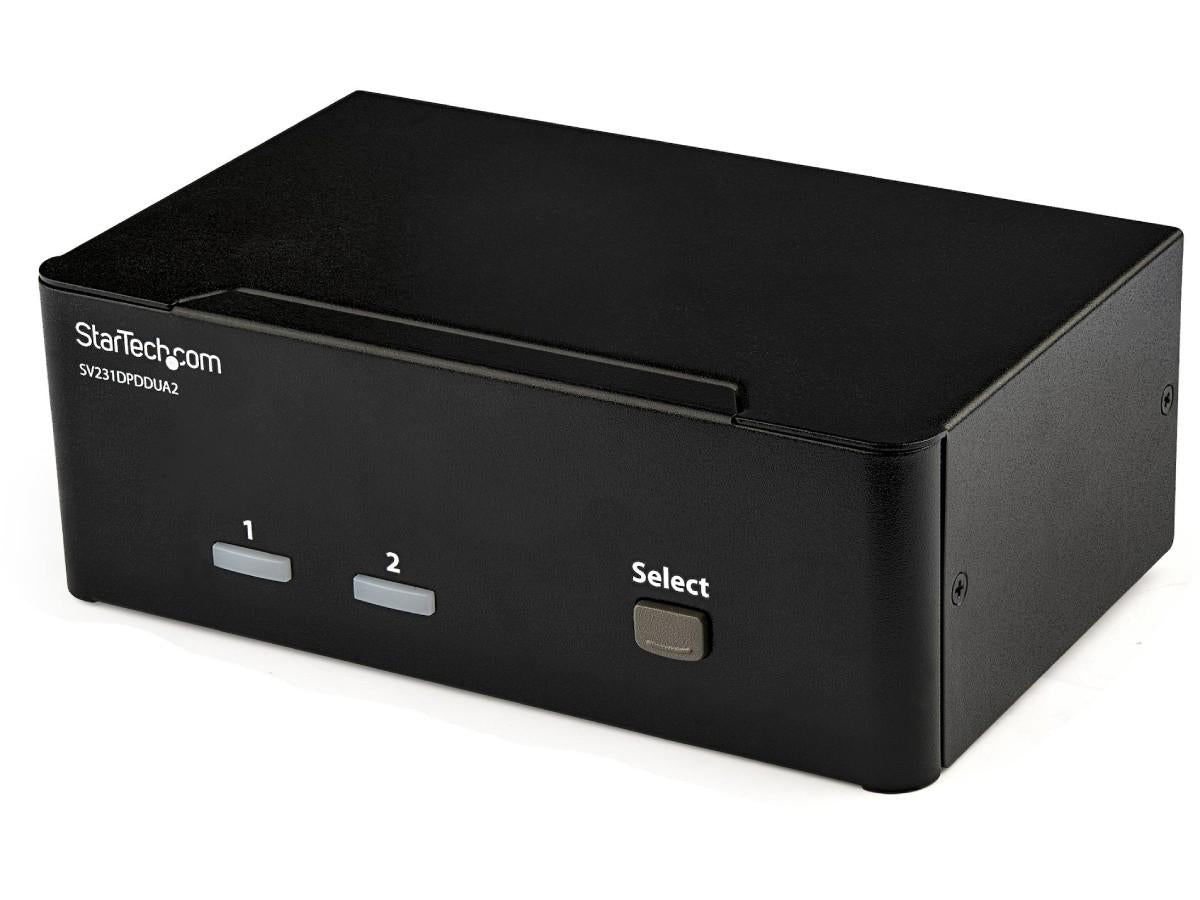 2-PORT DISPLAY PORT DUAL-MONITOR KVM SWITCH - 4K 60HZ - ACCESS TWO DUAL-MONITOR COMPUTERS AND TWO SHARED USB PERIPHERALS FROM A SINGLE WORKSTATION