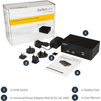 StarTech 2-Port Dual-Monitor DisplayPort KVM Switch - 4K60 - SV231DPDDUA2
