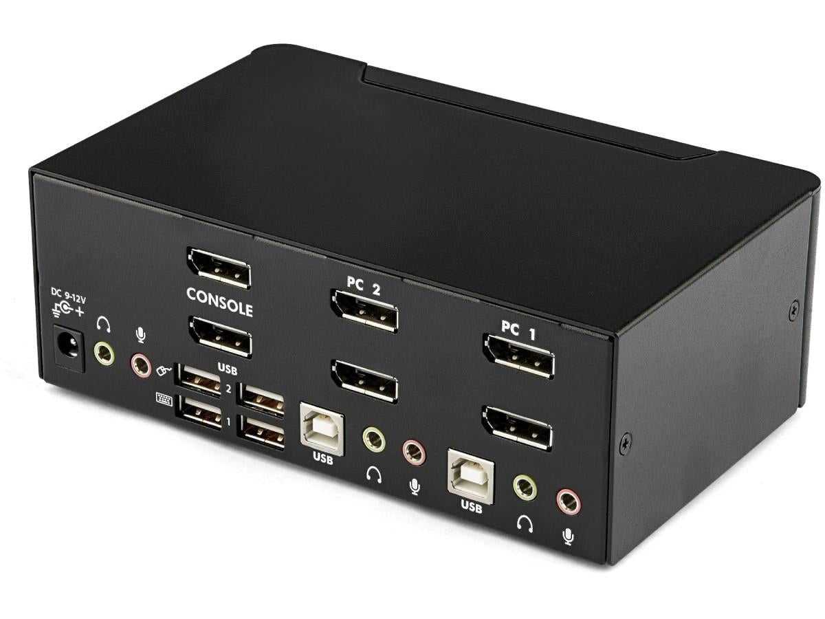 2-PORT DISPLAY PORT DUAL-MONITOR KVM SWITCH - 4K 60HZ - ACCESS TWO DUAL-MONITOR COMPUTERS AND TWO SHARED USB PERIPHERALS FROM A SINGLE WORKSTATION