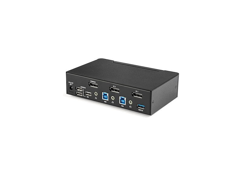 Switch between two DisplayPort systems with ease using the STARTECH 2-Port KVM Switch. This TAA-compliant device supports ultra-high-definition 4K at 60Hz, integrates USB 3.0 connectivity, and offers hotkey or push-button switching. Designed with a steel chassis and audio integration, it’s ideal for professional IT setups requiring consistent performance and government compliance.