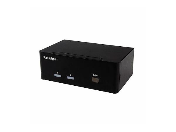 Access and control two dual-video VGA computers from a single workstation using the StarTech 2-Port Dual VGA USB 2.0 KVM Switch. This device supports dual VGA displays and USB 2.0 peripherals, along with 3.5mm audio connections, all in one compact external unit. Ideal for control rooms, help desks, or dual-system users.