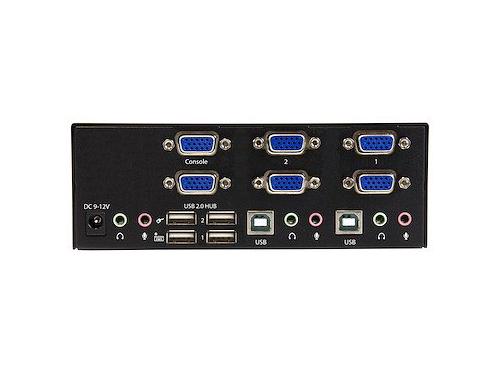 Access and control two dual-video VGA computers from a single workstation using the StarTech 2-Port Dual VGA USB 2.0 KVM Switch. This device supports dual VGA displays and USB 2.0 peripherals, along with 3.5mm audio connections, all in one compact external unit. Ideal for control rooms, help desks, or dual-system users.
