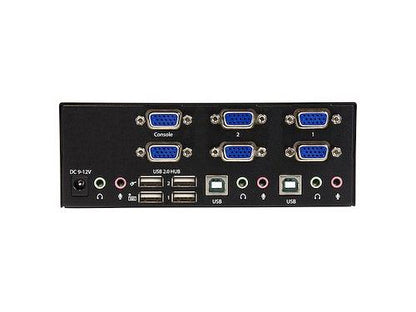 Access and control two dual-video VGA computers from a single workstation using the StarTech 2-Port Dual VGA USB 2.0 KVM Switch. This device supports dual VGA displays and USB 2.0 peripherals, along with 3.5mm audio connections, all in one compact external unit. Ideal for control rooms, help desks, or dual-system users.