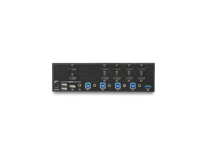 This 4-port HDMI KVM switch from StarTech lets users connect and control up to four HDMI-based computers using a single keyboard, mouse, and dual 4K monitors. Designed for professional workstations requiring high-resolution dual-display setups, it supports resolutions up to 3840 x 2160 at 30Hz and ensures fast USB and Gigabit Ethernet connectivity. Ideal for IT managers, broadcast environments, and multimedia production studios.