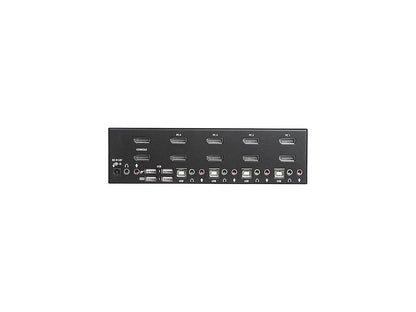 This 4-Port Dual DisplayPort KVM switch from StarTech allows users to control four computers using a single set of peripherals while supporting dual 4K60 displays. Ideal for high-resolution workstation setups, it ensures smooth switching and ultra-sharp visuals across multiple systems. Built for business or creative professionals, this wired desktop KVM supports TAA compliance and comes with a 2-year warranty.