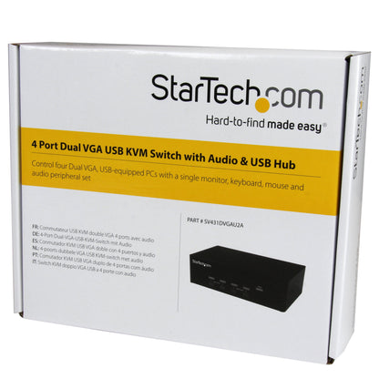 Commutateur KVM USB double VGA StarTech 4 ports avec prise en charge audio