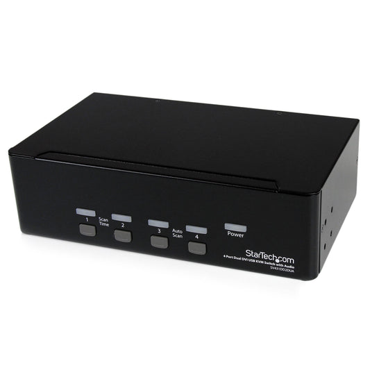 Commutateur KVM USB double VGA StarTech 4 ports avec prise en charge audio