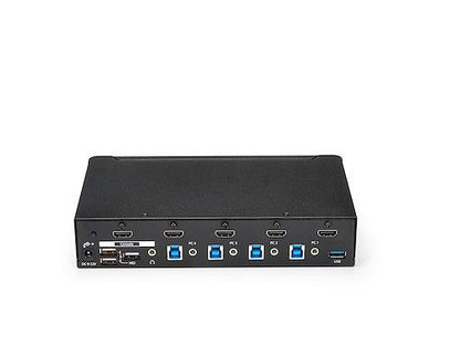 Control up to four HDMI-enabled computers through a single console using the StarTech 4-Port HDMI KVM Switch. It features integrated USB 3.0 hub functionality, support for 1080p video output, and 3.5mm audio pass-through, making it ideal for users needing efficient device-switching with high-speed peripheral access. This external wired KVM switch ensures centralized control with minimal cable clutter.