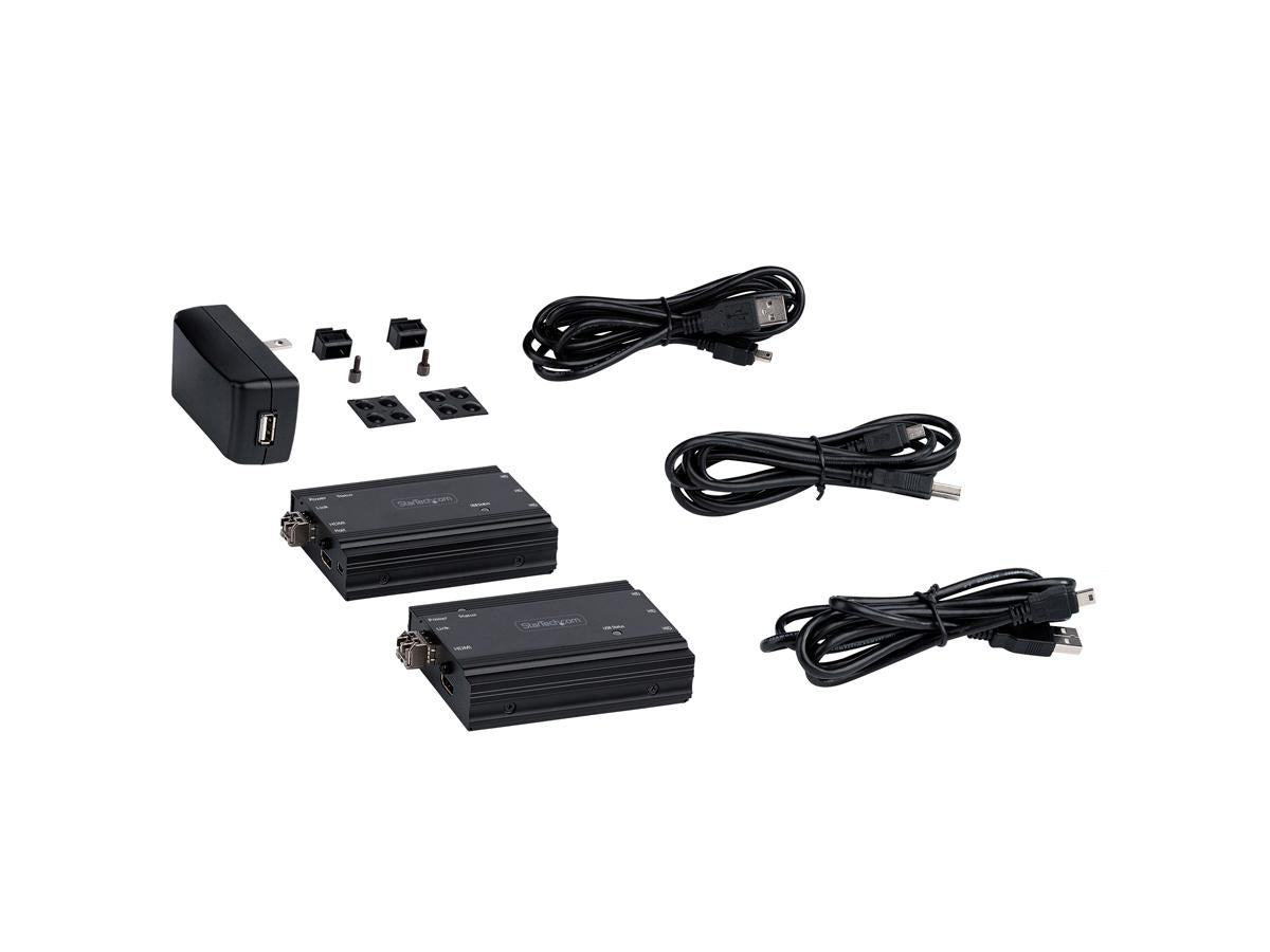 4K HDMI KVM Extender over Fiber, HDMI Video &amp; USB over Fiber, up to 984ft/300m (MultiMode), 10G MMF SFP+ Modules